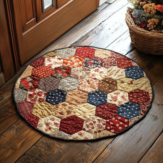 Floral Patchwork WU2103073CL Quilted Round Mat