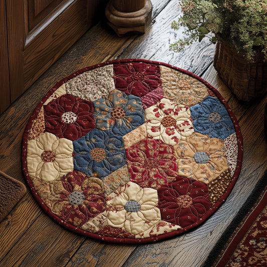 Floral Patchwork WU2103074CL Quilted Round Mat