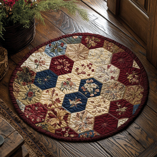 Floral Patchwork WU2103075CL Quilted Round Mat