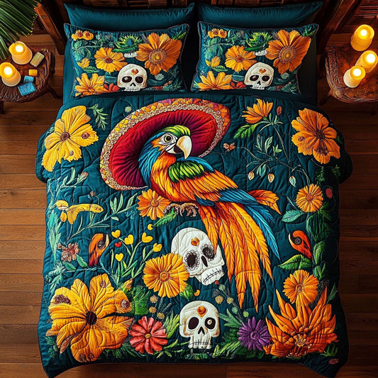 Floral Skull Parrot WY0808005CL Duvet Cover Set