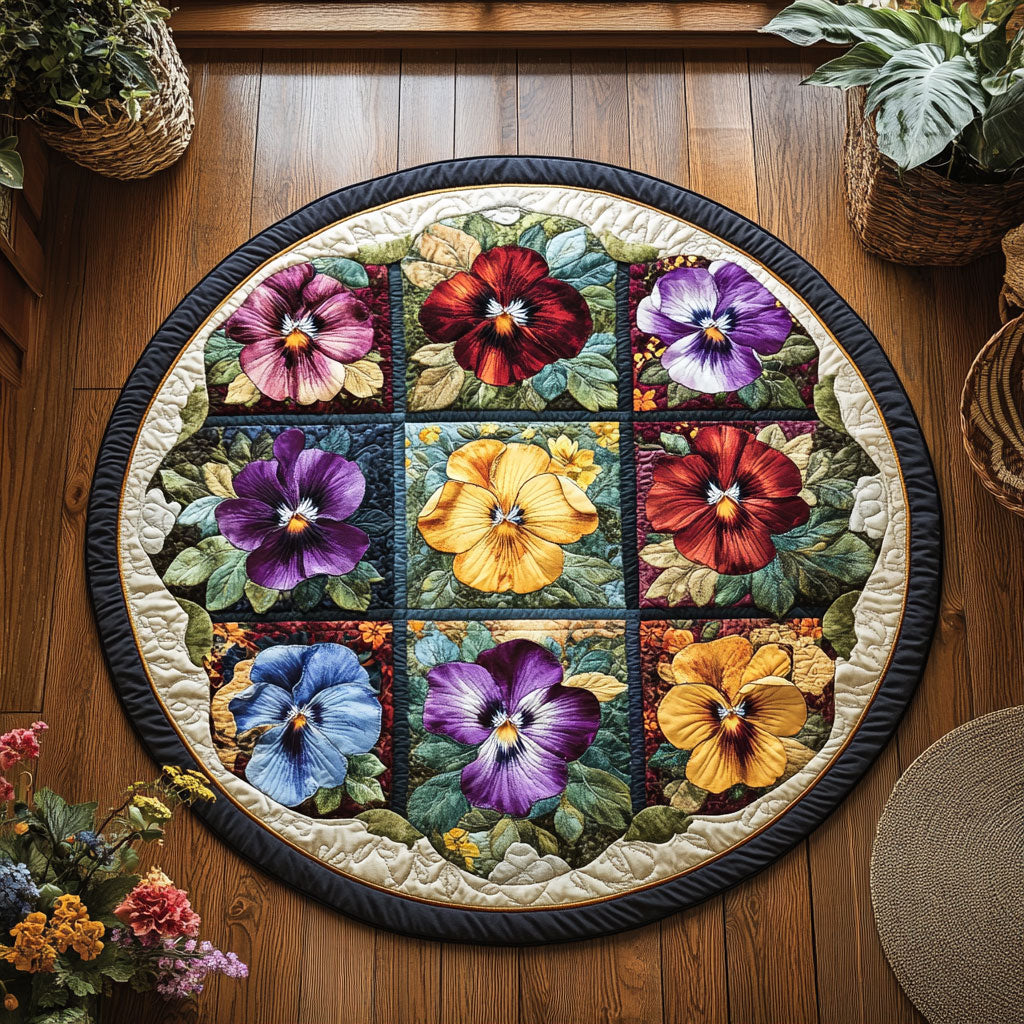 Floral Sunburst WY0808083CL Quilted Round Mat