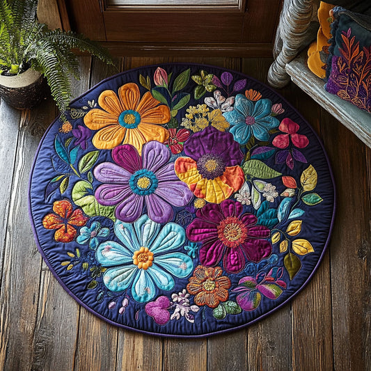 Floral Violet Threads WU2003051CL Quilted Round Mat