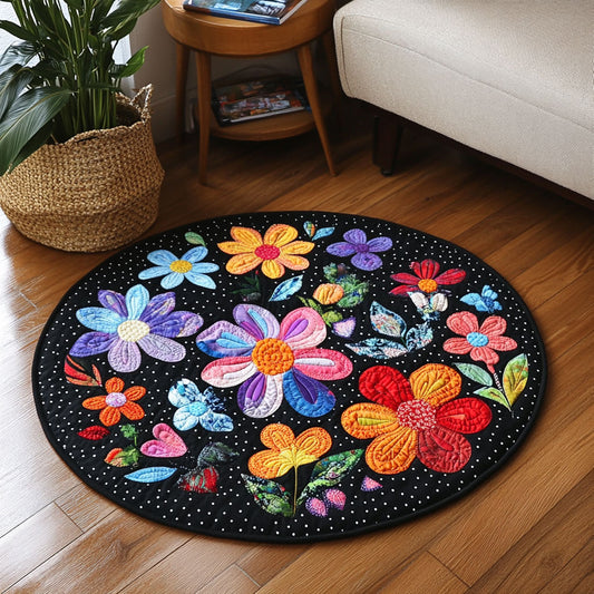 Floral Violet Threads WU2003052CL Quilted Round Mat