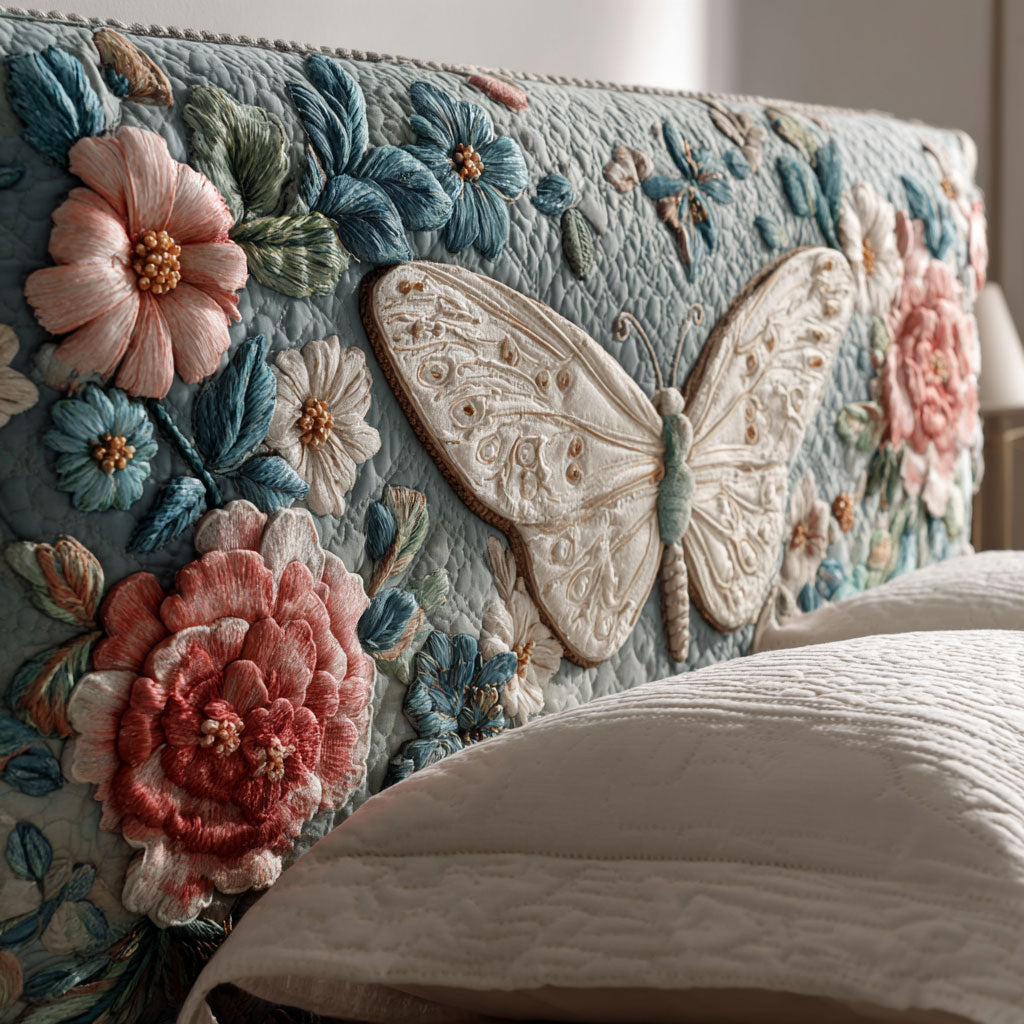 Flower Butterfly WJ1912009CL Quilted Headboard Slipcover