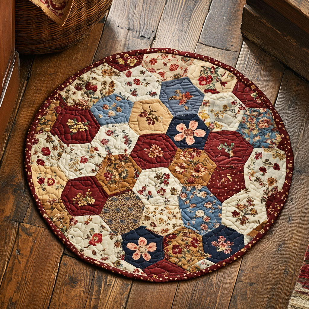 Flower Patchwork WU2103083CL Quilted Round Mat