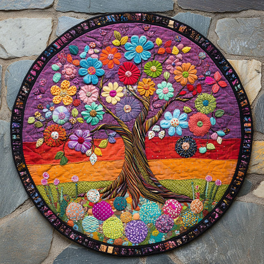 Flower Tree Of Life WU2203065CL Quilted Round Mat