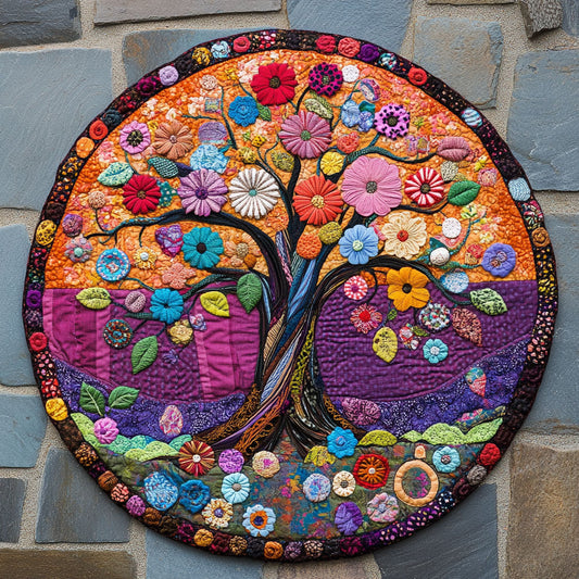 Flower Tree Of Life WU2203066CL Quilted Round Mat