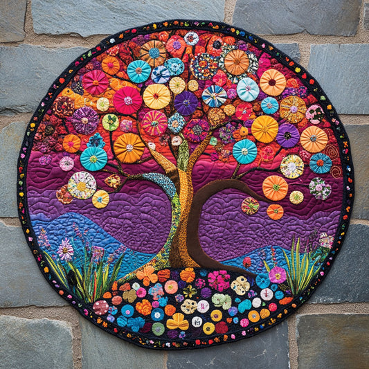 Flower Tree Of Life WU2203067CL Quilted Round Mat