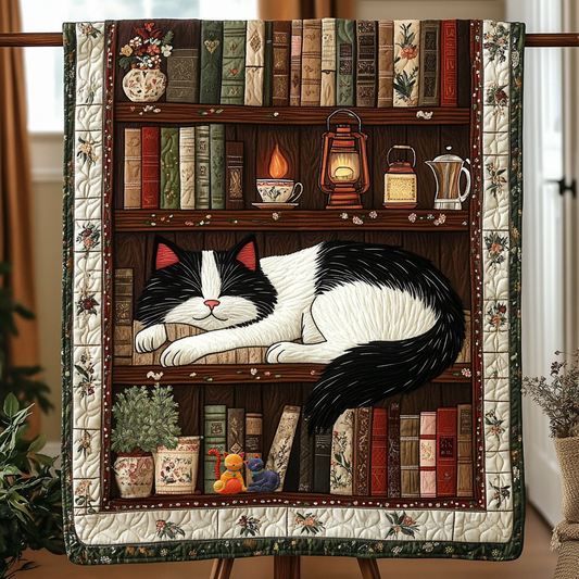 Cat Sleeping On Book YR1212015CL Quilt