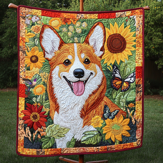 Smile Corgi Sunflower YR1212020CL Quilt