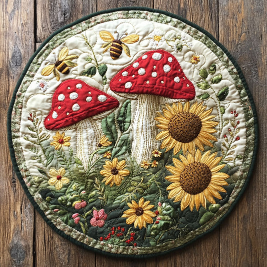 Fungi And Sunflower WU2203058CL Quilted Round Mat