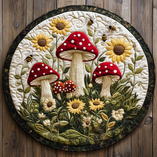 Fungi And Sunflower WU2203059CL Quilted Round Mat