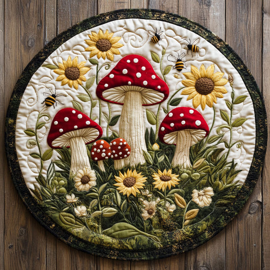 Fungi And Sunflower WU2203059CL Quilted Round Mat