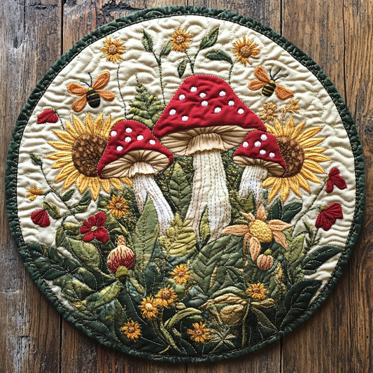 Fungi Foliage WU2203055CL Quilted Round Mat