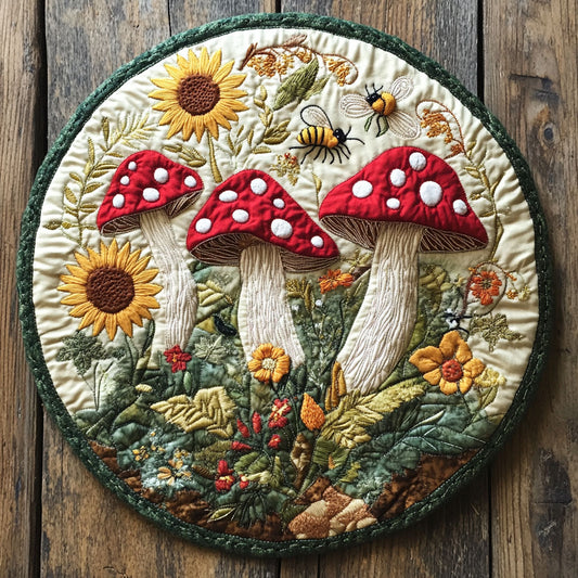 Fungi Foliage WU2203056CL Quilted Round Mat