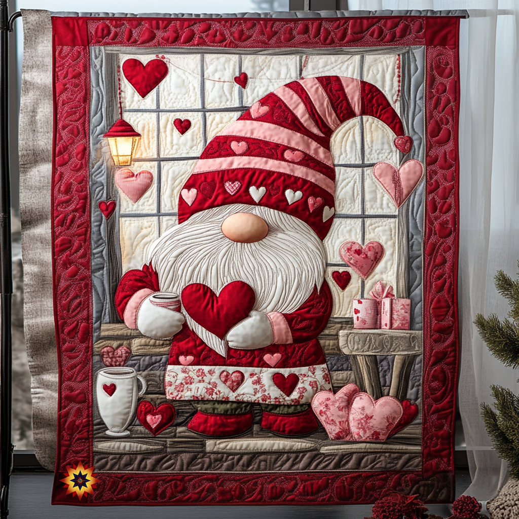 Gnome Be My Valentine WU1112006CL Quilt