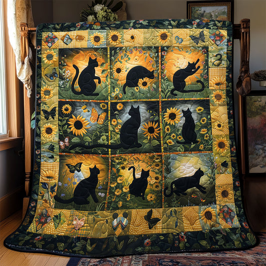 Golden Blossoms and Black Cats YR0502044CL Quilt