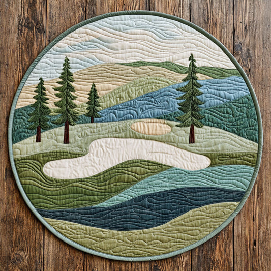 Golf Course WU2203037CL Quilted Round Mat