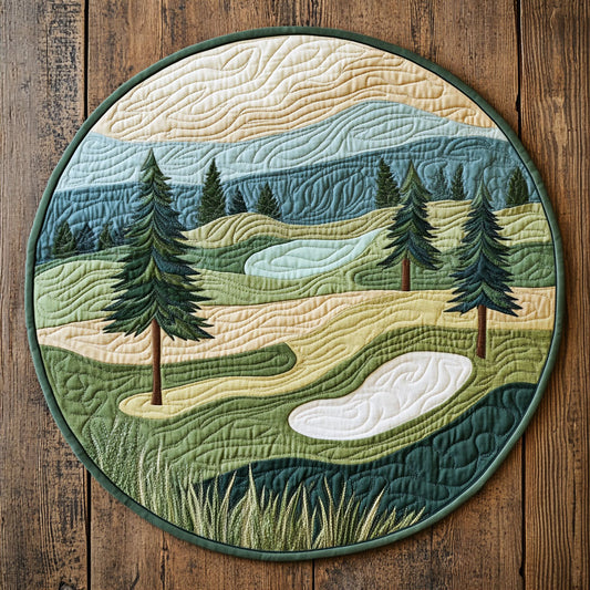 Golf Course WU2203038CL Quilted Round Mat