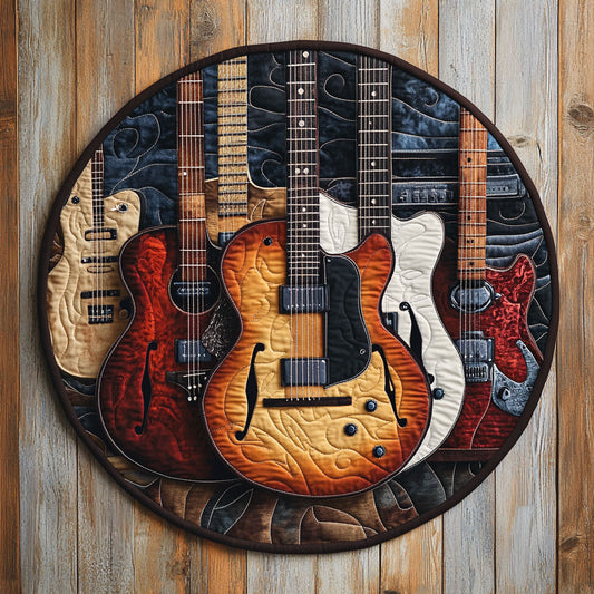 Guitar Rocks WU2103113CL Quilted Round Mat