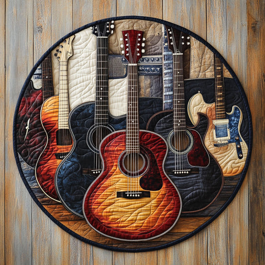 Guitar Rocks WU2103114CL Quilted Round Mat
