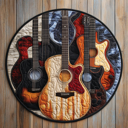 Guitar Rocks WU2103115CL Quilted Round Mat