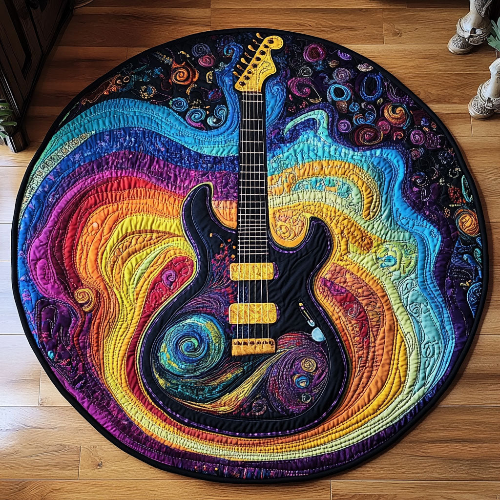 Guitar Rocks WU2503011CL Quilted Round Mat
