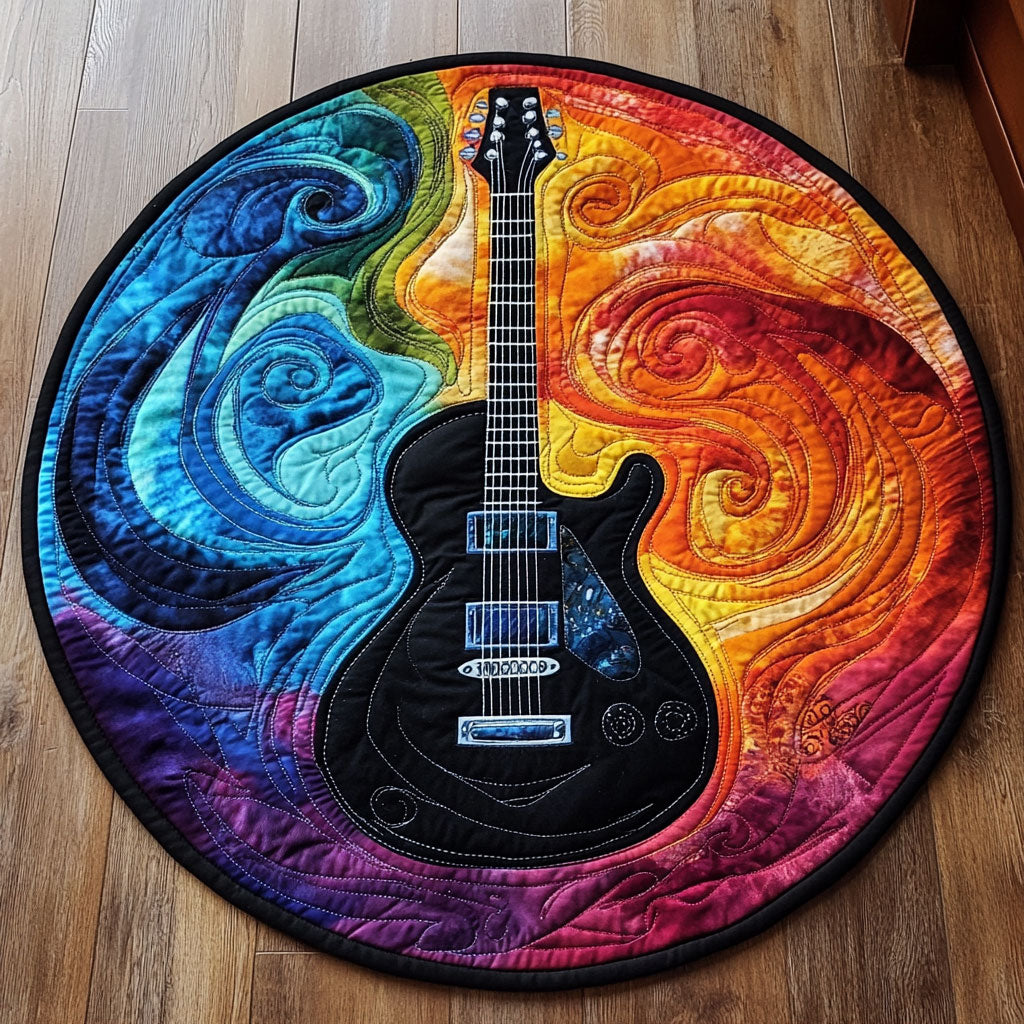 Guitar Rocks WU2503014CL Quilted Round Mat