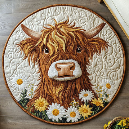 Highland Cow Daisy WX2203119CL Quilted Round Mat