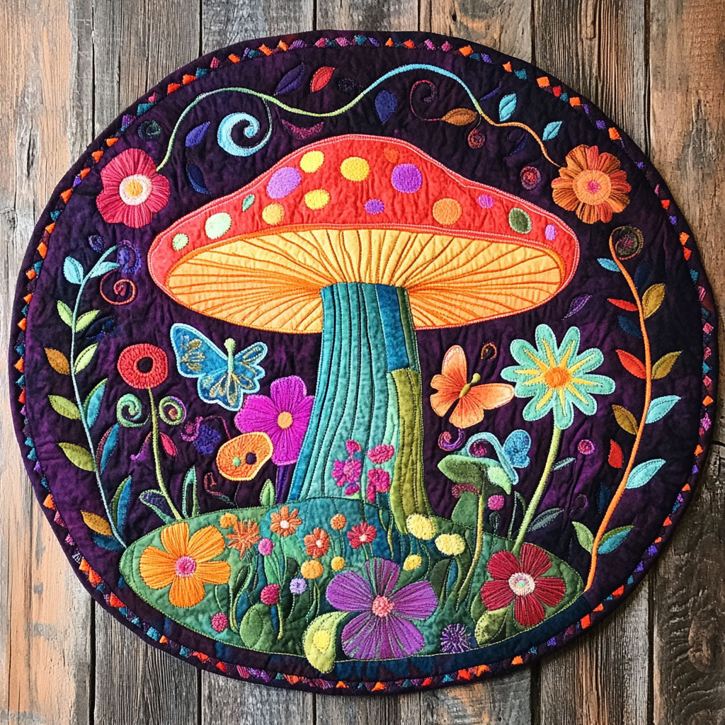 Hippie Fungi WU2503050CL Quilted Round Mat
