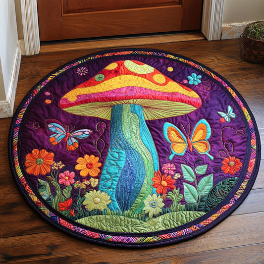 Hippie Groovy Forest WU2503052CL Quilted Round Mat