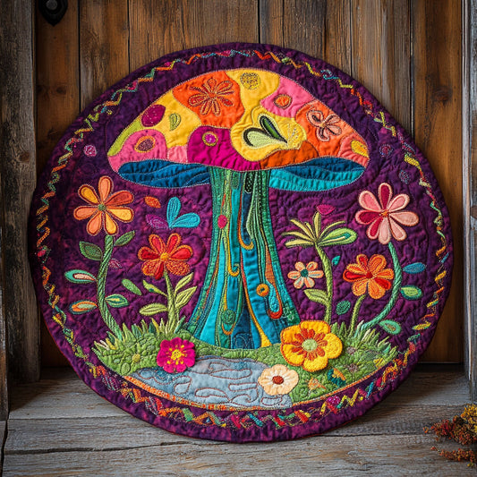 Hippie Groovy Forest WU2503053CL Quilted Round Mat