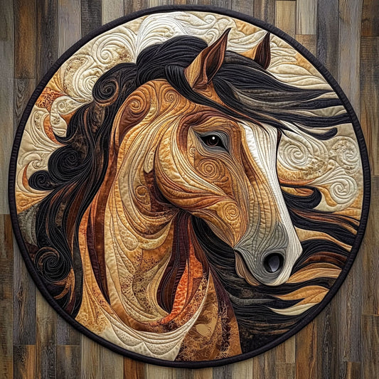 Horse Flying Mane WU2103131CL Quilted Round Mat