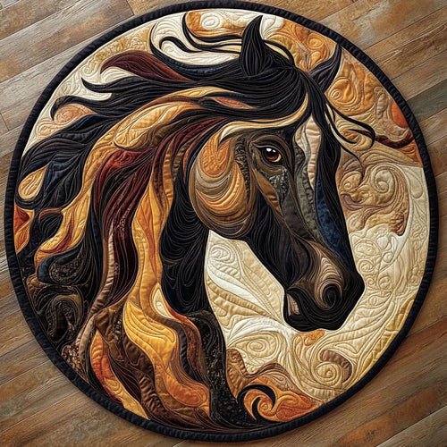 Horse Flying Mane WU2103134CL Quilted Round Mat