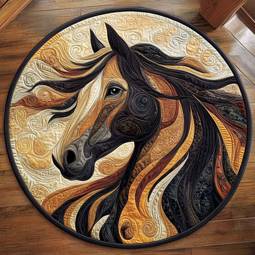 Horse Flying Mane WU2103135CL Quilted Round Mat