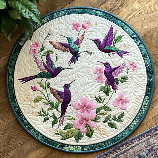 Hummingbird Floral WX2403069CL Quilted Round Mat