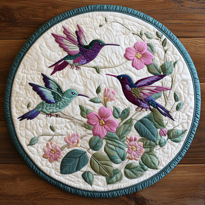 Hummingbird Flower WX2403070CL Quilted Round Mat