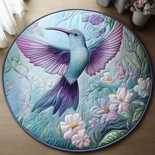 Hummingbird Teal Breeze & Violet Wings WU2003073CL Quilted Round Mat