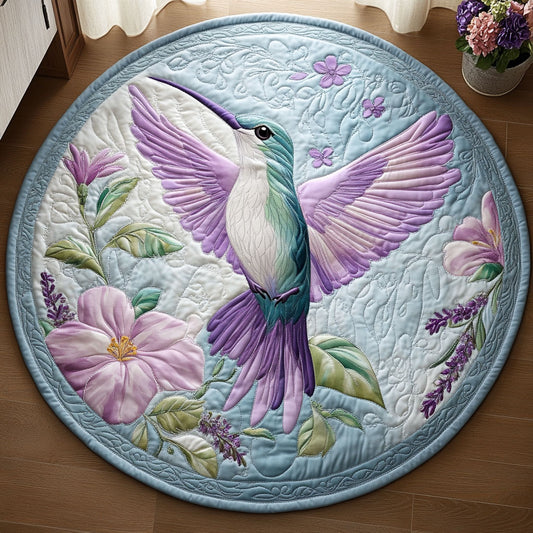 Hummingbird Teal Breeze & Violet Wings WU2003075CL Quilted Round Mat