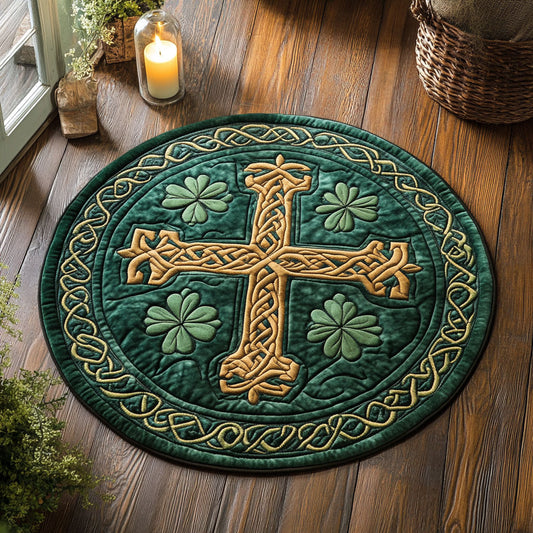 Irish Celtic Cross WU2103050CL Quilted Round Mat