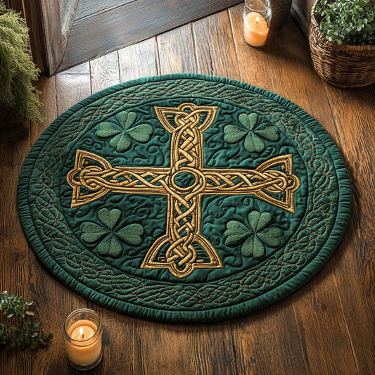 Irish Celtic Cross WU2103051CL Quilted Round Mat