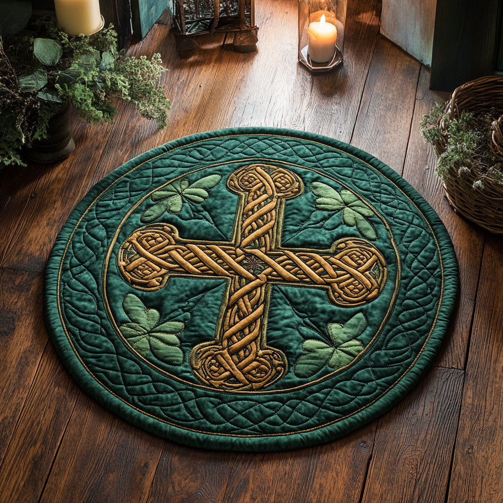 Irish Celtic Cross WU2103052CL Quilted Round Mat