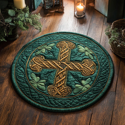 Irish Celtic Cross WU2103052CL Quilted Round Mat