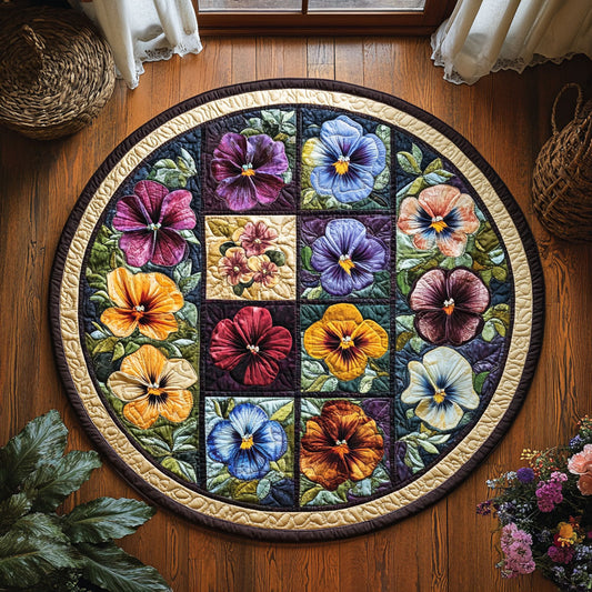 Jeweled Pansy WY0808084CL Quilted Round Mat