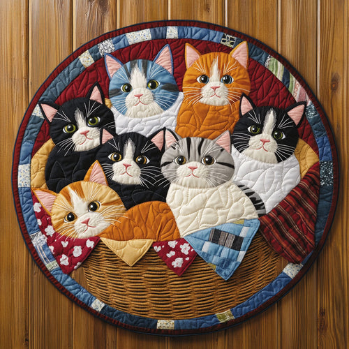 Kittens In The Basket WU2203005CL Quilted Round Mat
