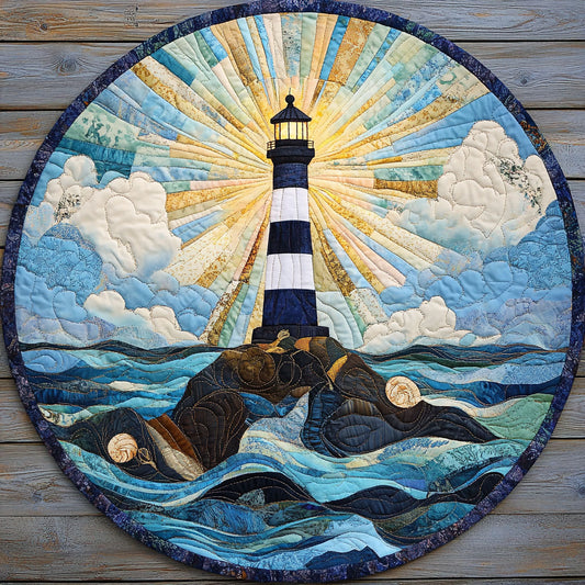 Lighthouse Ocean Waves WU2103041CL Quilted Round Mat