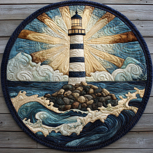 Lighthouse Ocean Waves WU2103042CL Quilted Round Mat