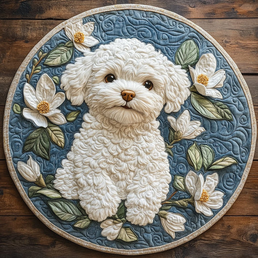 Lovely Bichon Frise WX2103127CL Quilted Round Mat