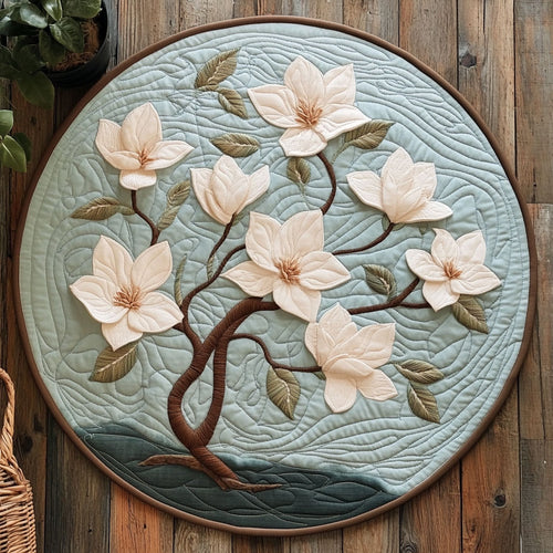 Magnolia Blooming WU2103130CL Quilted Round Mat