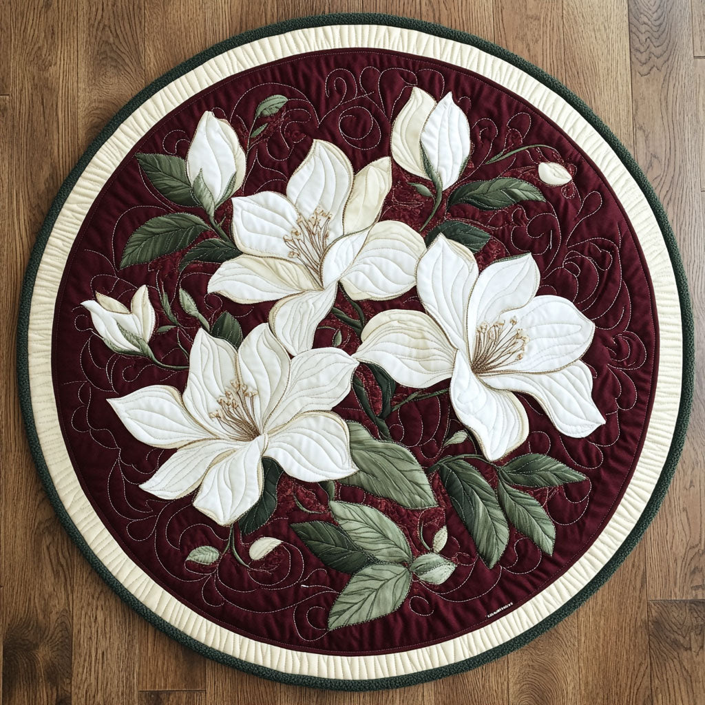 Magnolia Flower WX2403074CL Quilted Round Mat